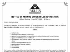 Belle Corp. to convene on April 27 for its Annual Stockholders’ Meeting via hybrid format