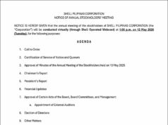 Shell Pilipinas Corp. to conduct virtual Annual Stockholders’ Meeting on May 12