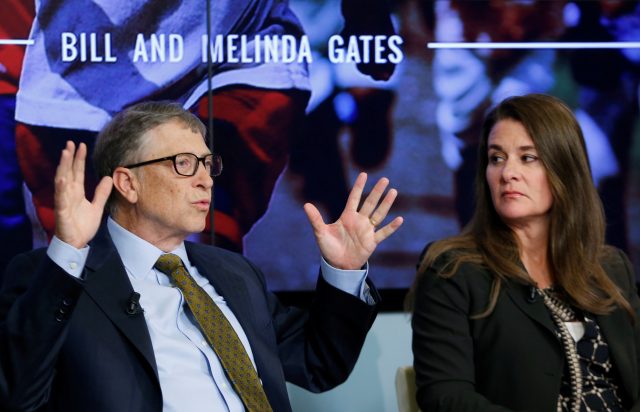 FILE PHOTO: Bill and Melinda Gates attend a debate on the 2030 Sustainable Development Goals in Brussels