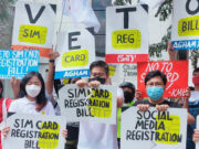 Bayan Muna party-list holds rally vs SIM card registration bill