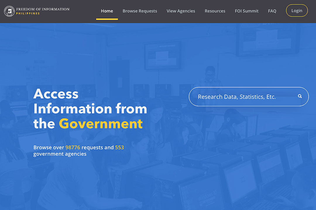 Screen Shot FOI page