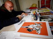 Rome street artist’s career took flight by painting pope as superhero