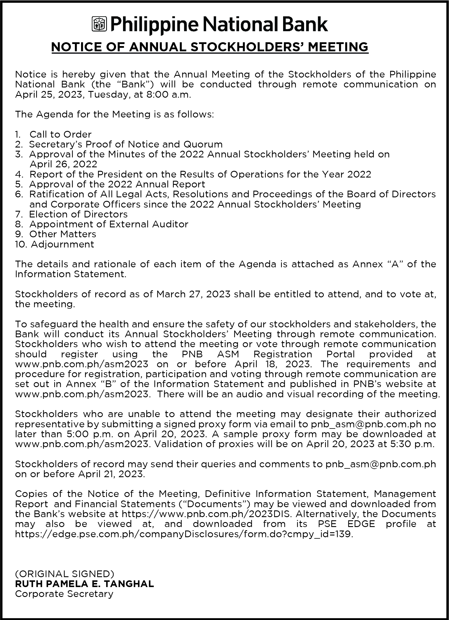 PNB 2023 ASM Notice