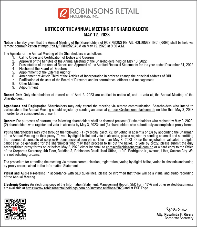 RRHI Notice 2023 ASM Notice