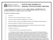 Philippine Realty and Holdings Corp. sets 2023 Annual Stockholders’ Meeting on June 30