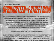 Bruce Springsteen scrubs eight September tour dates, citing peptic ulcers