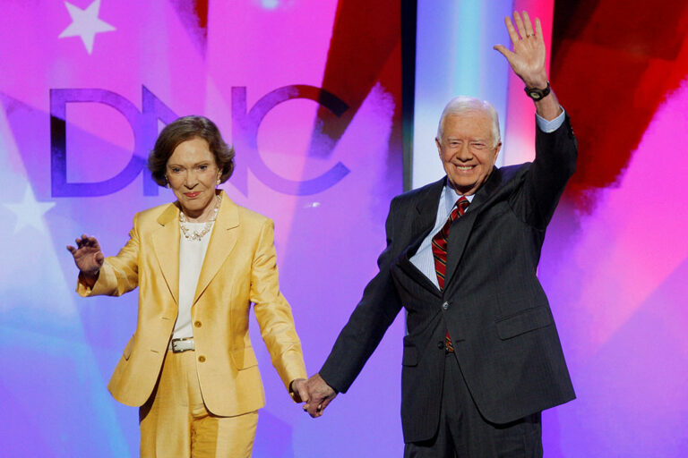 Jimmy Carter makes rare public appearance at his wife’s memorial
