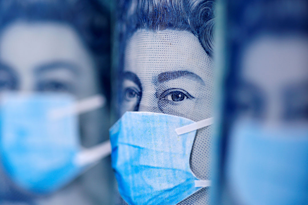 Pound banknotes-face mask