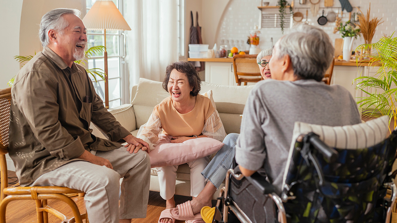 old-senior-asian-friends-retired-people-hapiness-positive-laugh-smile-conversation-together-living-room-nursing-home-seniors-participating-group-activities-adult-daycare-center