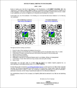 JG Summit Holdings, Inc. sets 2024 Annual Meeting of the Stockholders on June 3