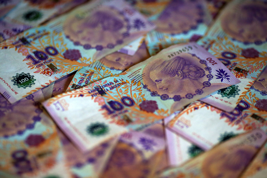Argentine one hundred peso bills-currency