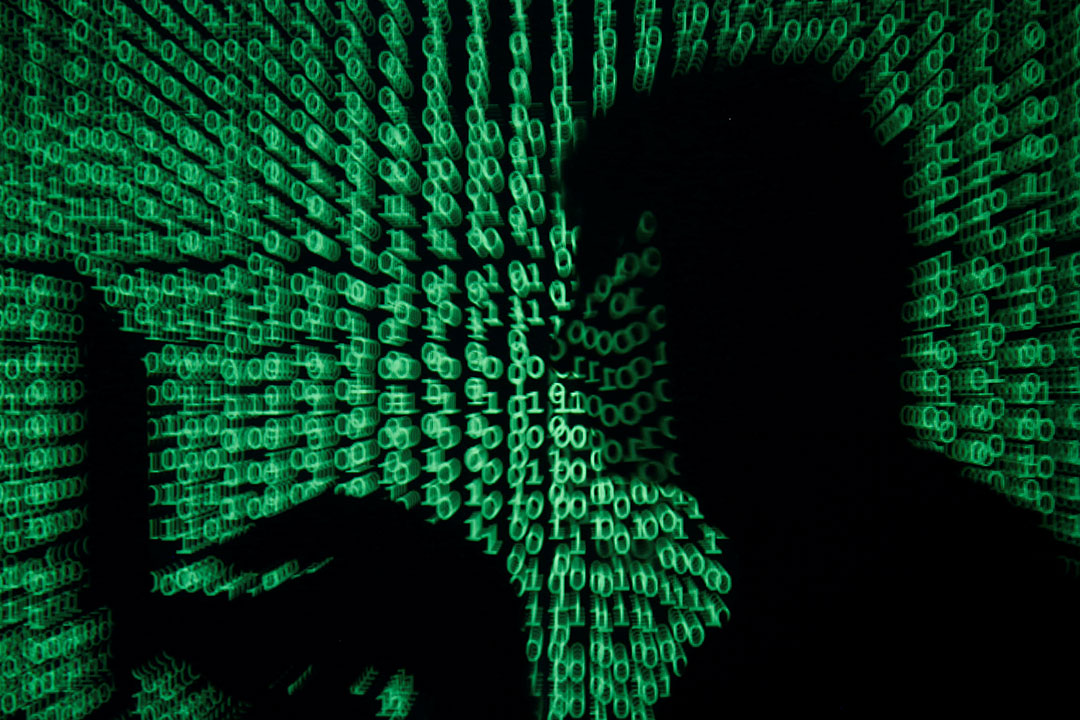 laptop computer-cyber security-binary