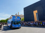 Thunder parade championship trophy through Oklahoma City