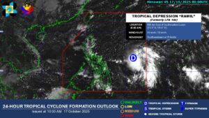 Tropical Depression Ramil develops, may hit Luzon by Sunday
