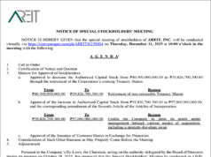 AREIT, INC. to conduct Special Stockholders’ Meeting virtually on Dec. 11