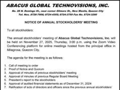 Abacus Global Technovisions, Inc. to hold its Annual Stockholders’ Meeting on Nov. 27 via Zoom
