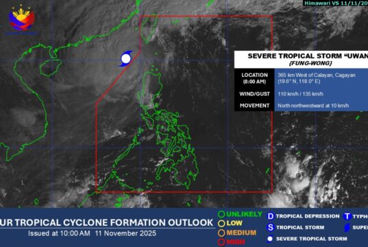 Uwan exits PAR, may re-enter on Wednesday