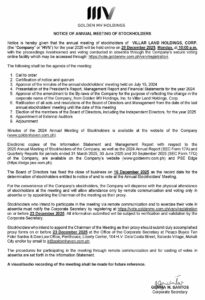 Villar Land Holdings Corp. to hold virtual Annual Stockholders’ Meeting on Dec. 29