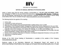 Villar Land Holdings Corp. to hold virtual Annual Stockholders’ Meeting on Dec. 29