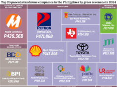 Top 20 parent/standalone companies in the Philippines by gross revenues in 2024