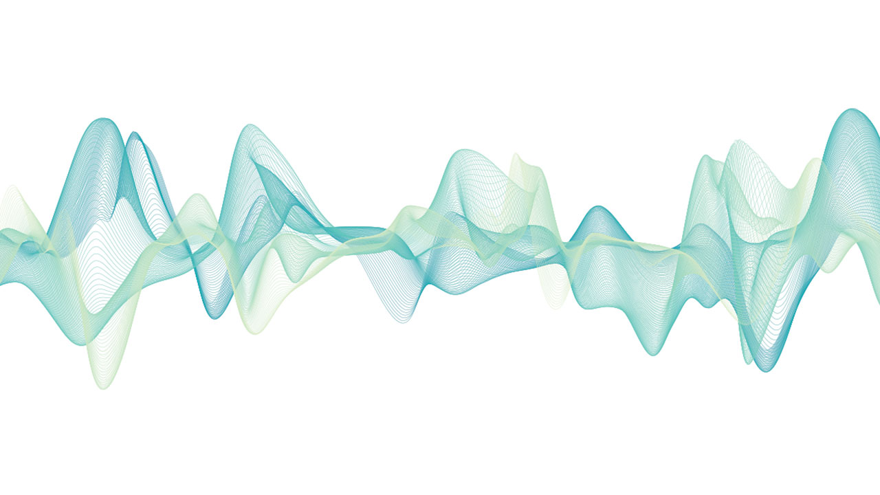3d audio soundwave. Light green music pulse oscillation