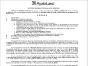 Ayala Land, Inc. to conduct virtual Annual Meeting of Stockholders on April 23