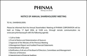 PHINMA Corp. to hold Annual Shareholders’ Meeting on April 17 via remote communication