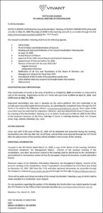 Vivant Corp. to hold virtual Annual Stockholders’ Meeting on May 21