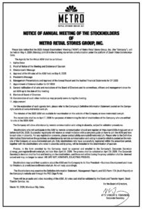 گروه فروشگاه‌های خرده‌فروشی متro، مجمع سالانه سهامداران را در تاریخ 1403/02/14 از طریق Zoom برگزار می‌کند