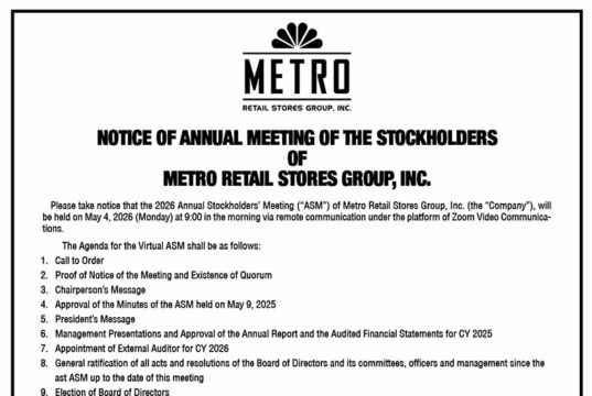 Metro Retail Stores Group, Inc. to hold Annual Stockholders’ Meeting on May 4 via Zoom