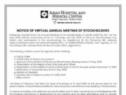 Asian Hospital, Inc. discloses virtual Annual Stockholders’ Meeting on April 30