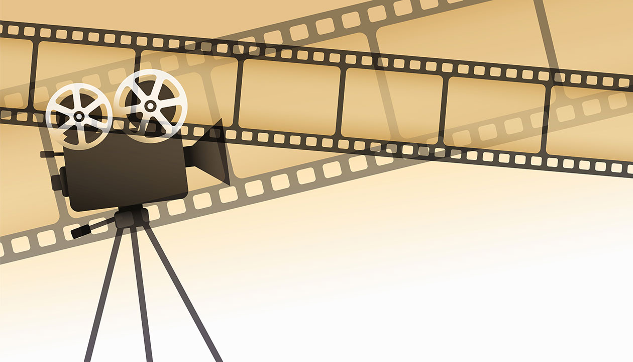 Camera-with-film-strip-classic-background