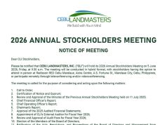 Cebu Landmasters, Inc. to hold Annual Stockholders Meeting on June 5 via hybrid format