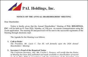 PAL Holdings, Inc. to conduct Annual Shareholders’ Meeting on June 1 via Zoom